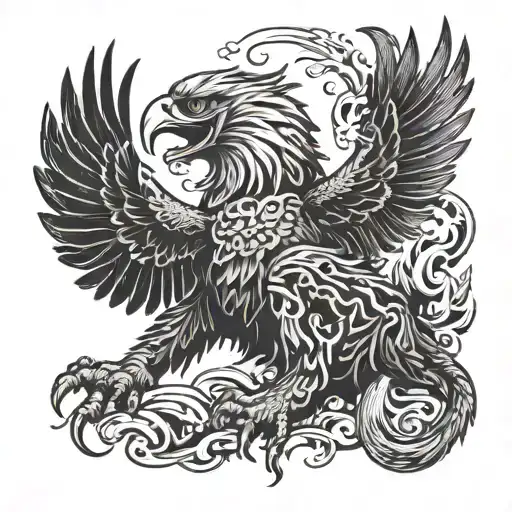 Eagle Fighting A Tiger Fighting Black