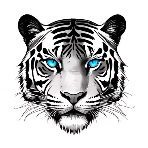 Tiger Face Blue Eyes Kruzifix