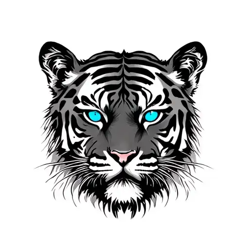 Tiger Face Blue Eyes Like Fire