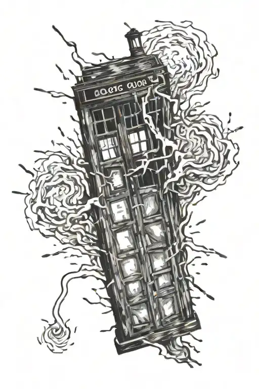 Van Gogh Painting Of The Exploding Tardis With Lots Of Line