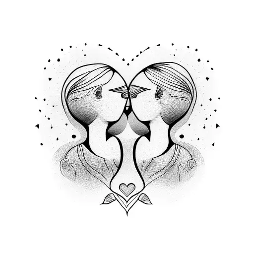 Two Hearts As Mother And Daughter With Colours