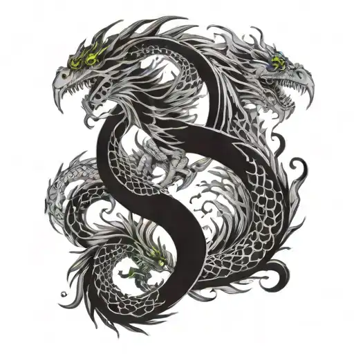 Phenix Fighting A Dragon Ying Yang