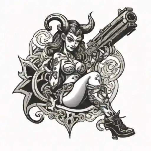 Devil Sexy Girl Gun Money