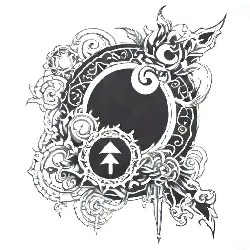 Full Sleeve Human And God Symbol In Alchemy