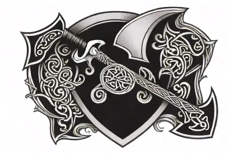 Celtic Axe And Shield