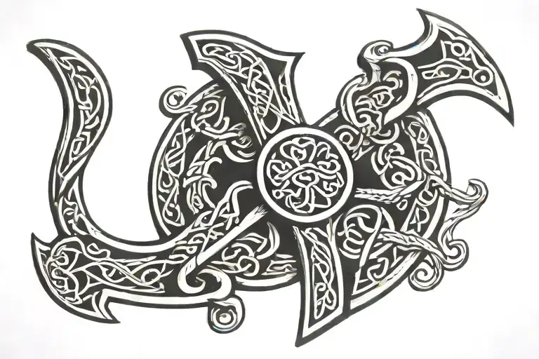 Celtic Axe And Shield