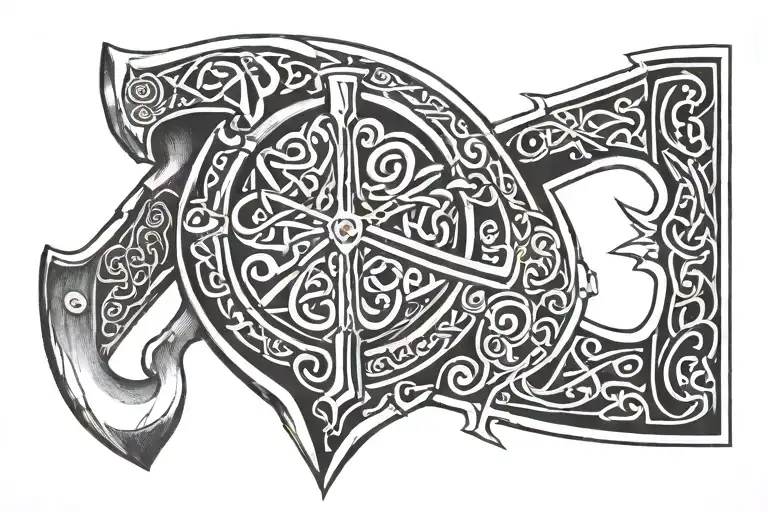Celtic Axe And Shield