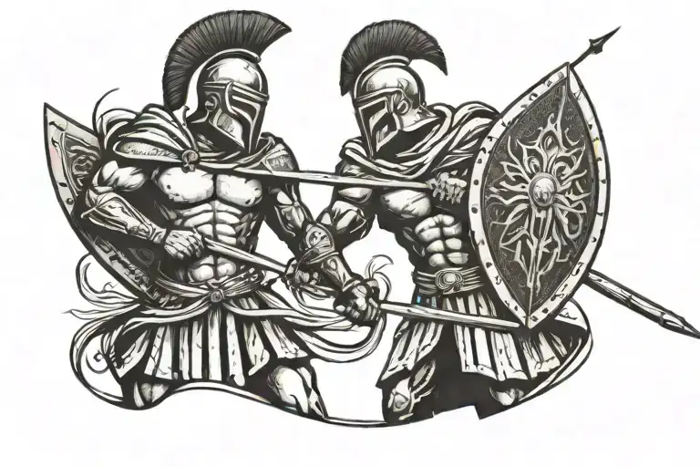 Spartan Soldier Standing With Spear