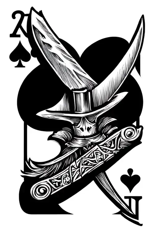 Dagger Cutting An Ace Of Spades Card