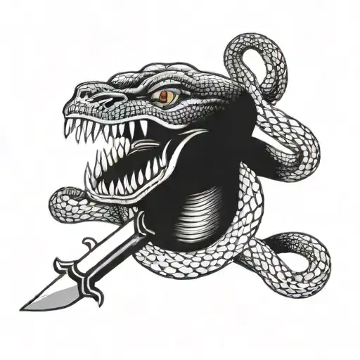 Snake With A Knife Through Its Head