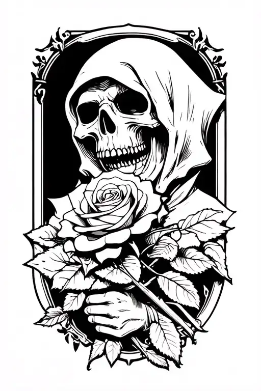 Grim Reaper Holding A Rose