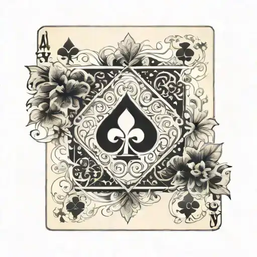 Five Leaf Clover And Ace Of Spades Card Design Featuring