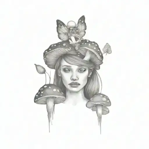 A Fairy With Mushrooms In Her Head