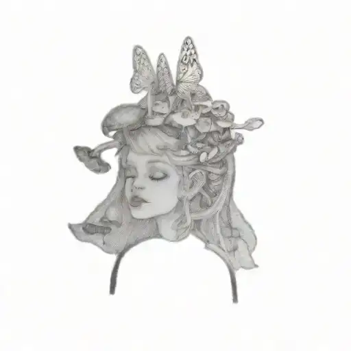 A Fairy With Mushrooms In Her Head