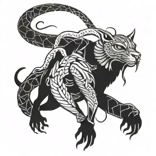 An Egyptian Mythology Animal Intertwined With Snakes In A Gym Setting