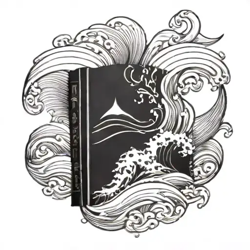 Open Book And Sea Wave