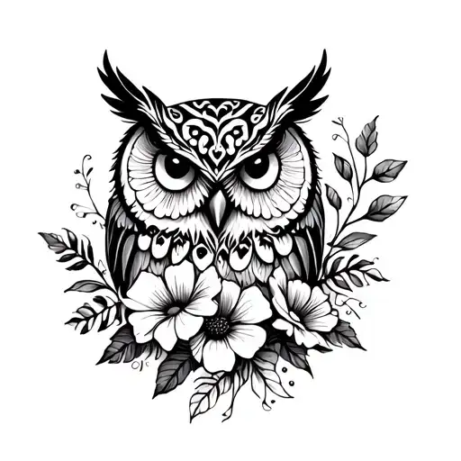 Owl And Flowers