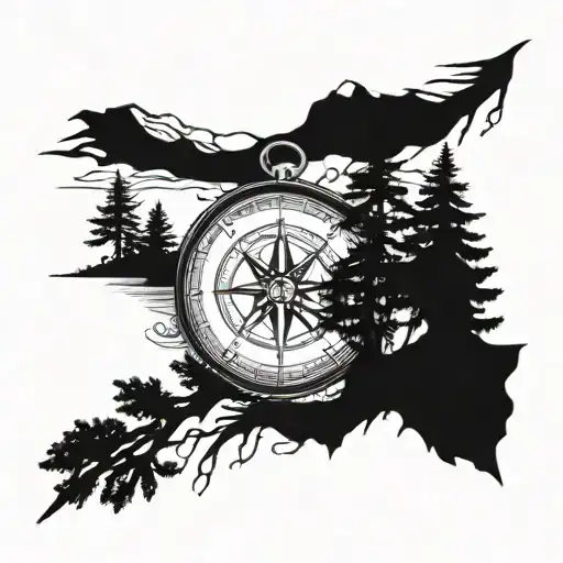Compass Ocean Trees