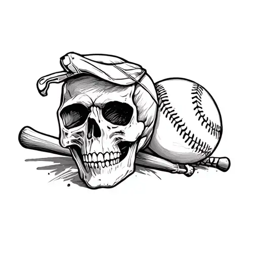 A Skull And A Baseball