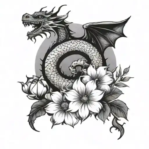 Dragon Flowers And Moon