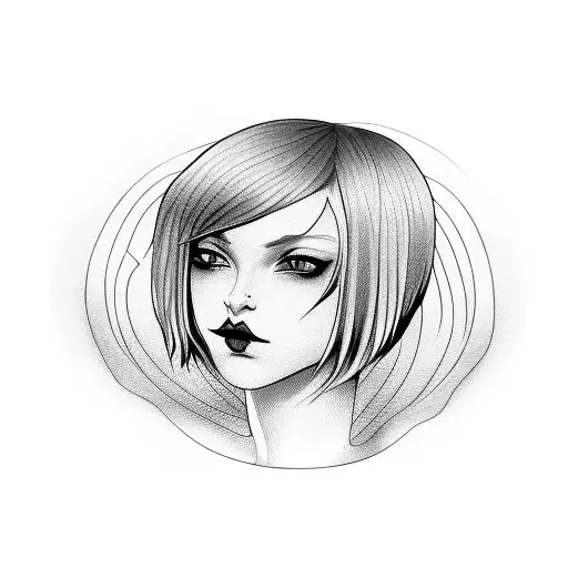 Witch With Short Bob And Bangs And Nose Piercings