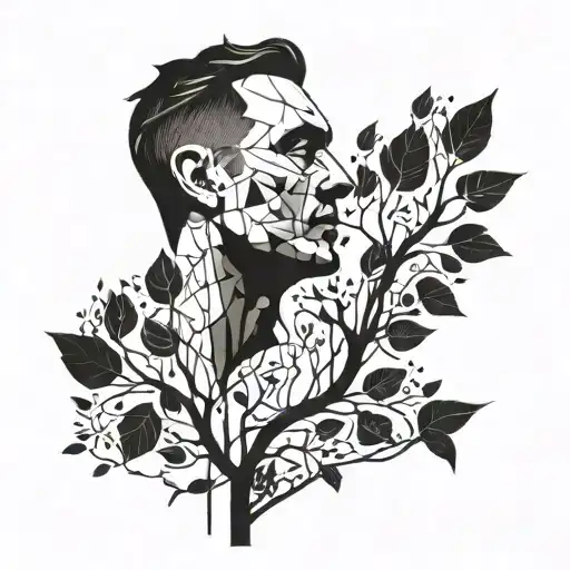 An Abstract Design Of A Father's Profile Made Up Of Interconnected Family Tree Branches