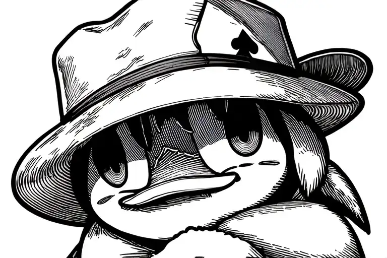 Psyduck Pokemon Holding Head In Ace Hat From One Piece