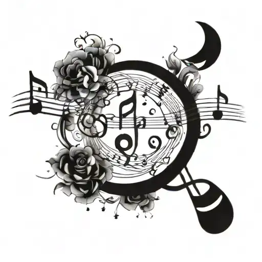 A Crescent Moon With Musical Notes Flowing Around It