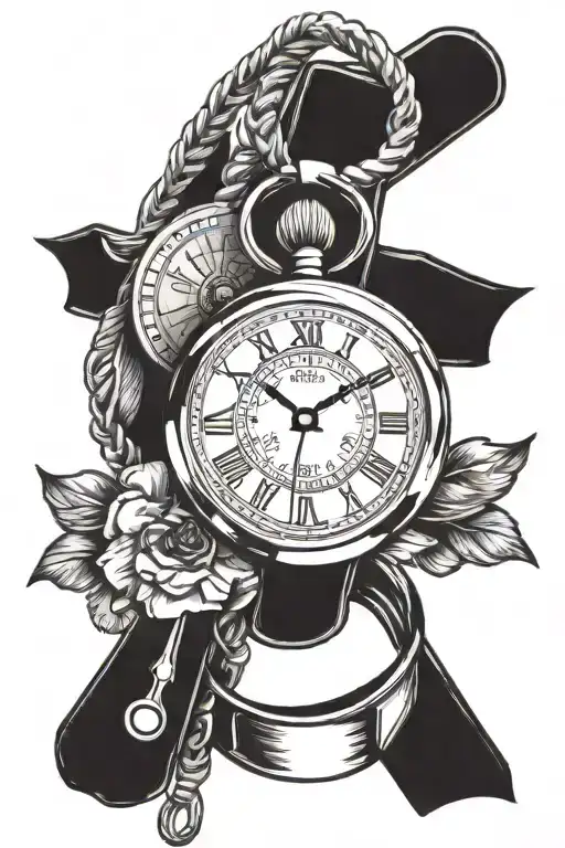 Christian Cross And A Stopwatch In Barber Wire