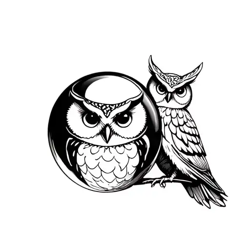 Crystal Ball With Owl Holding