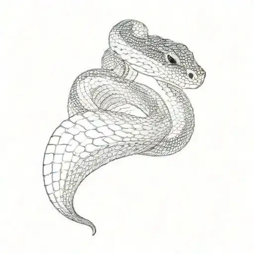 A Green Snake With A Black Head