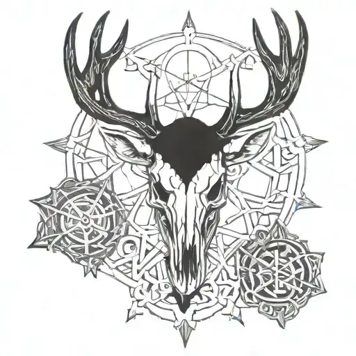 Wide Deer Skull And Runes