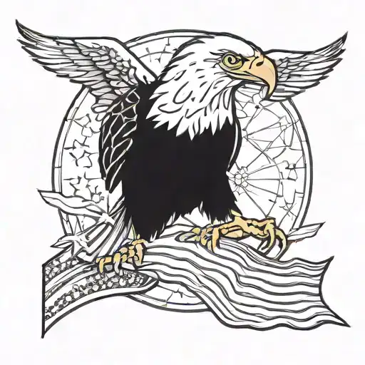 Eagle With American Flag