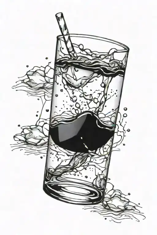 Glass Half Full Realism Detailed Black