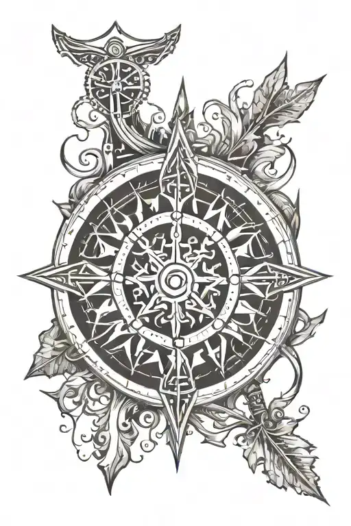 Vegvisir Tattoo Sketch For Military