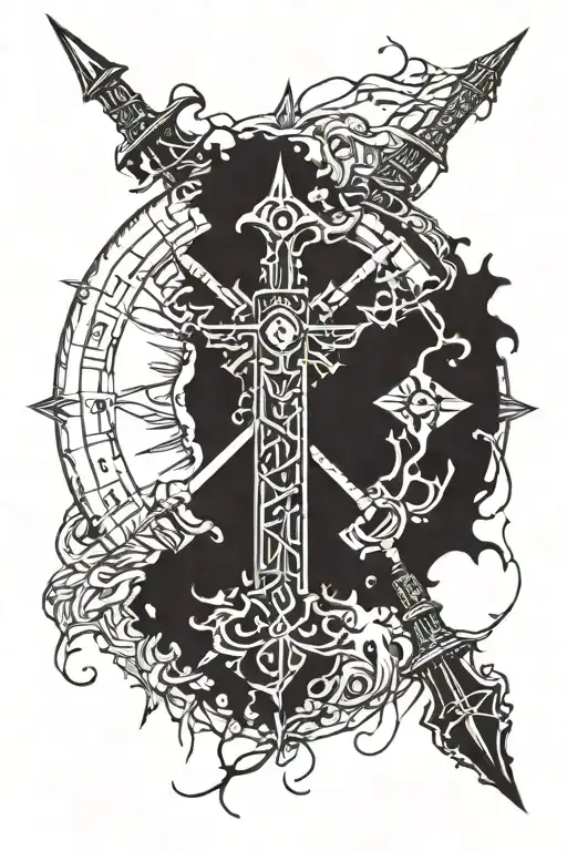 Vegvisir Tattoo Sketch For Military
