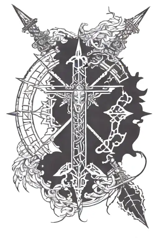 Vegvisir Tattoo Sketch For Military