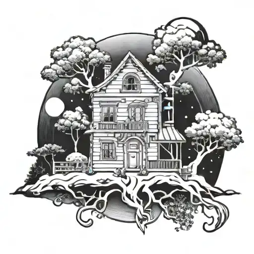 Family Tree House Moon Surrounded