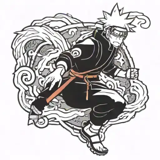 Combine Elements From Naruto And Avatar To Create A Unique Gaming-themed Tattoo Design
