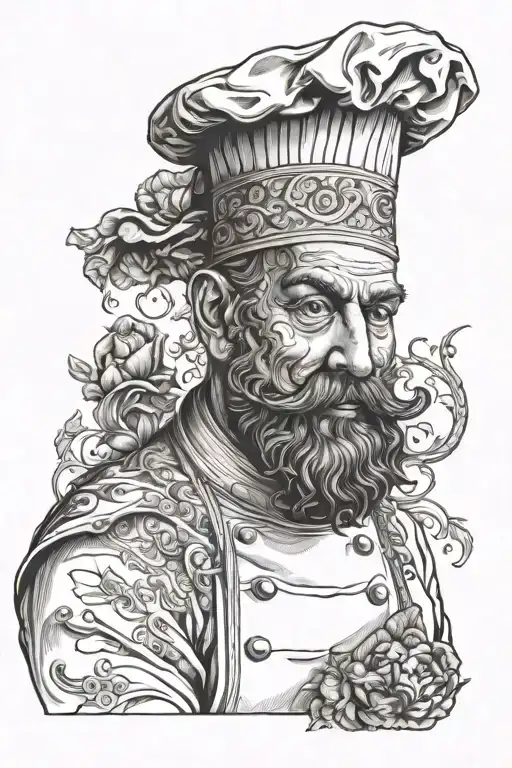 A Renaissance-inspired Portrait Of A Chef With Intricate Details And Symbolism