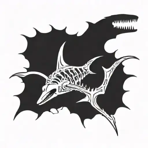 Hammerhead Shark Skeleton Sillhouette