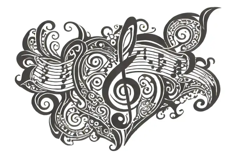 Music Tribal Tattoo That Has Hearts Inside