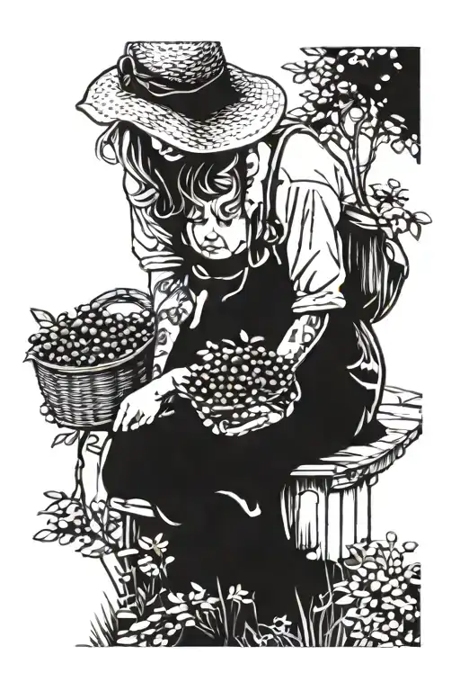 Mother And Daughter Picking Bluberries