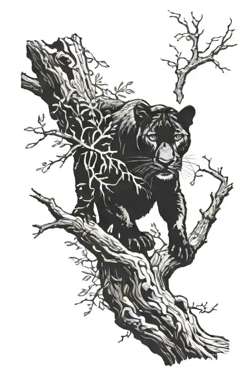 Panther In A Tree Silhouette