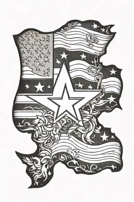 Texas And American Flag Intertwined