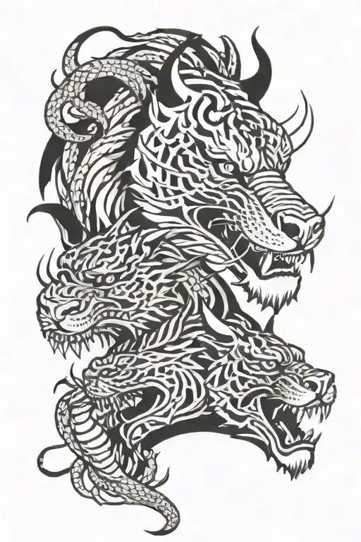 Dragon And Tiger Face