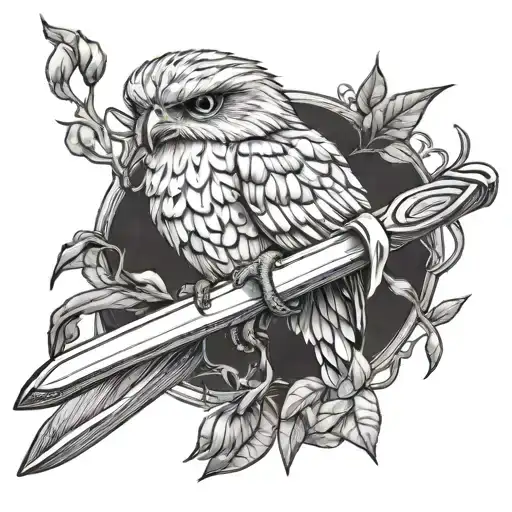 Tawny Frogmouth Holding A Sword