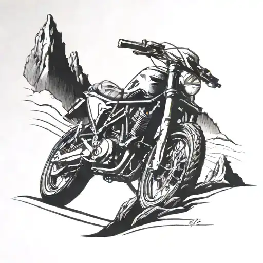 A Sleek Motorcycle Merging With A Mountain Landscape