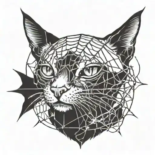 Dark Cat With Spider Webs