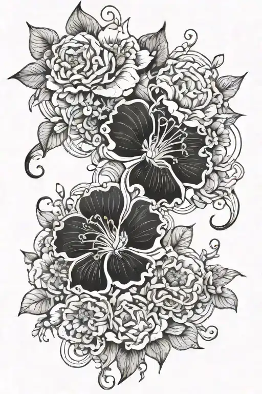 June Birthflowers Gemini Cancer Fusion Tattoo Design